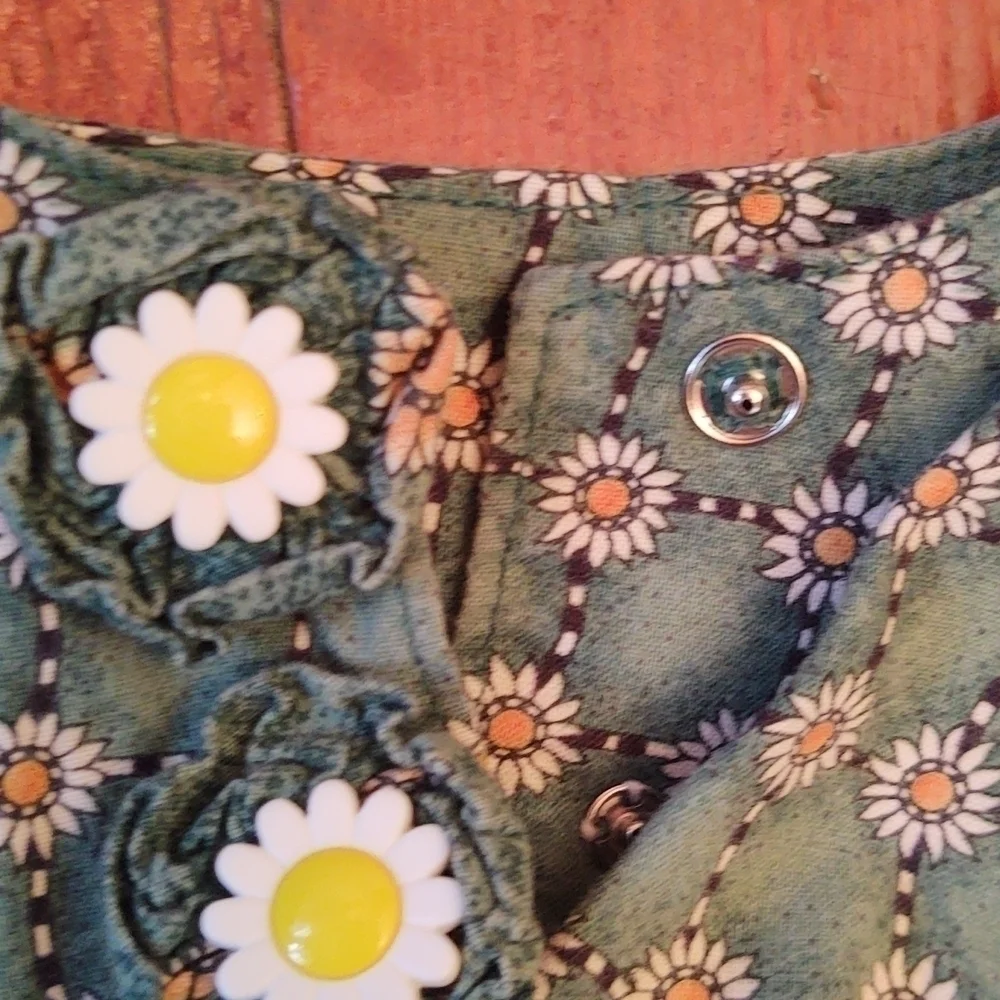 Daisy Print Green Sleeveless Sundress